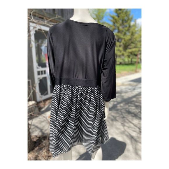 Lane Bryant Surplice Midi Dress Jersey Chiffon Black Grey Polkadot Sz 22 - Picture 3 of 7